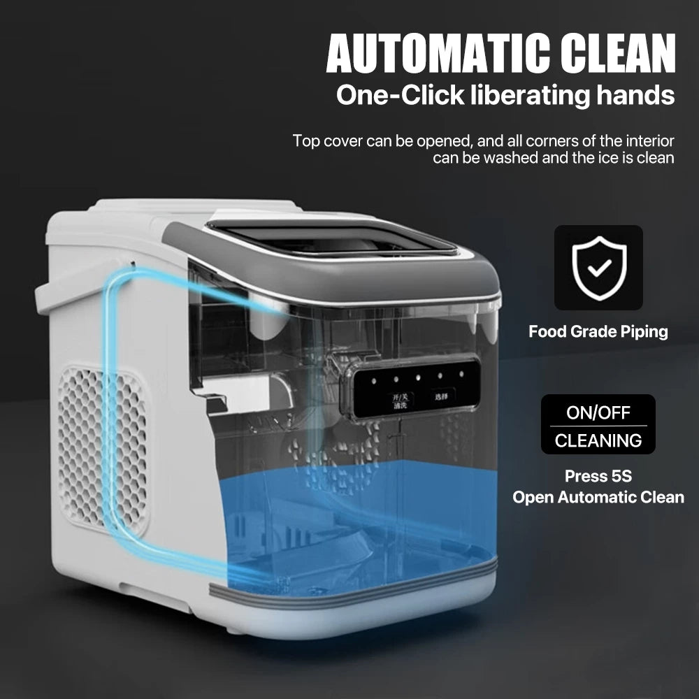 Hicon 16K Automatic Ice Maker Machine Comes with handle Digital display Portable Smart Fast Mesin pembuat ais 15KG/24H