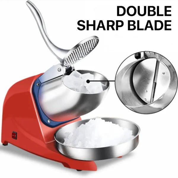 Hicon Ice Crusher Machine Commercial High Power Ice Crusher Snow Ice Crusher Ice Shaver Stainless Steel Double Blade