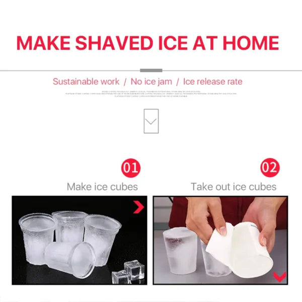 Hicon Ice Crusher Machine Commercial High Power Ice Crusher Snow Ice Crusher Ice Shaver Stainless Steel Double Blade