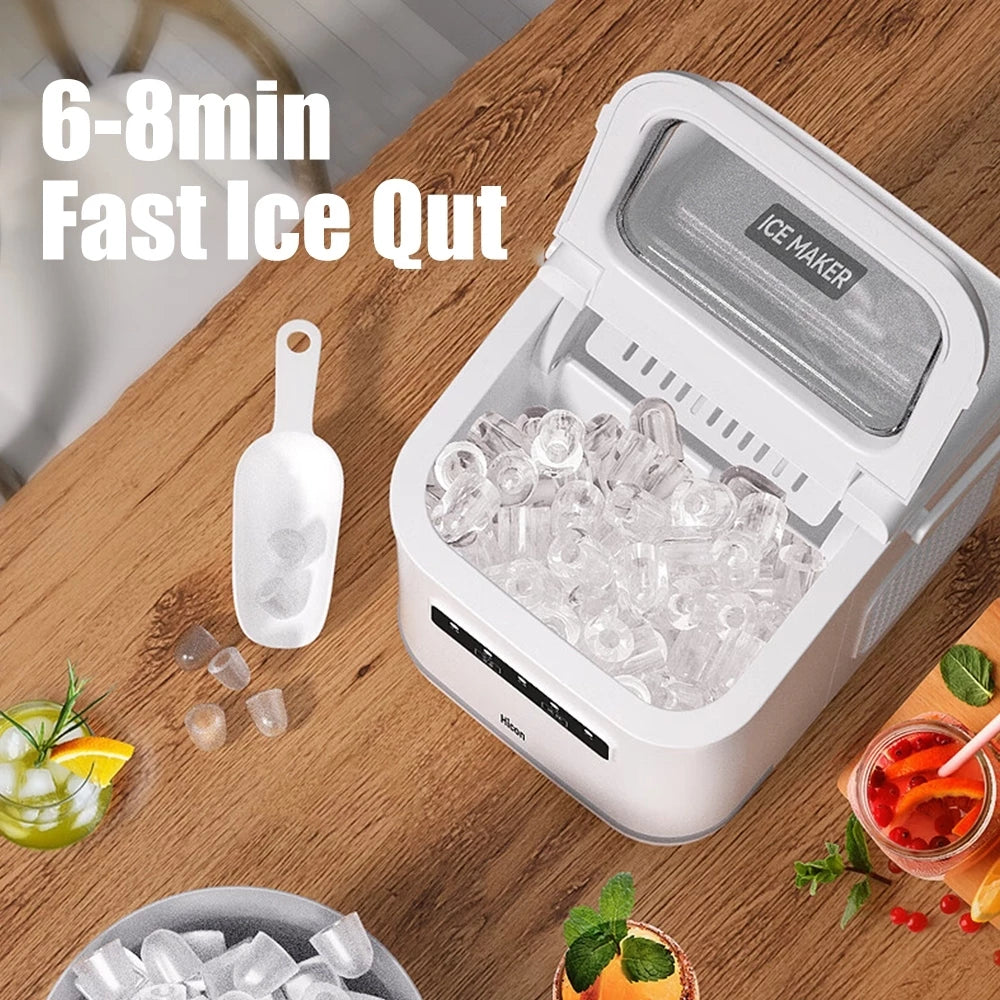 Hicon 16K Automatic Ice Maker Machine Comes with handle Digital display Portable Smart Fast Mesin pembuat ais 15KG/24H