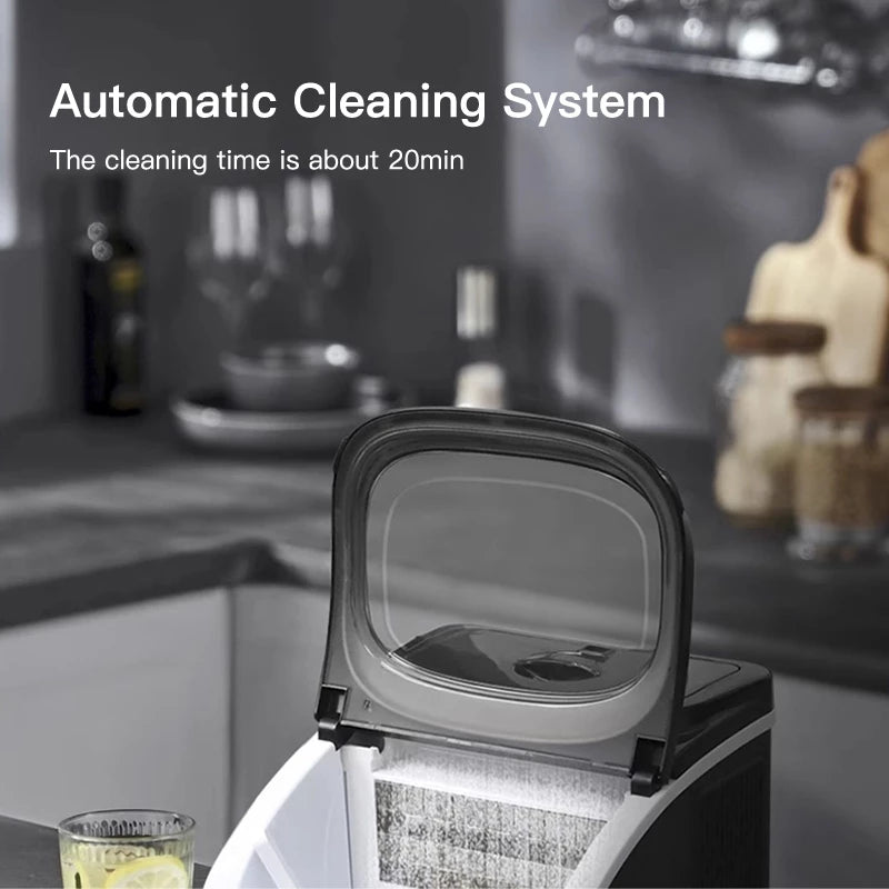 Hicon Automatic Home Ice Maker Small Power ,  Large Capacity Square Ice Cubes Maker Machine 20kg for Dormitory Kitchen Appliances