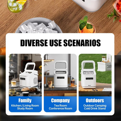 Hicon 16K Automatic Ice Maker Machine Comes with handle Digital display Portable Smart Fast Mesin pembuat ais 15KG/24H