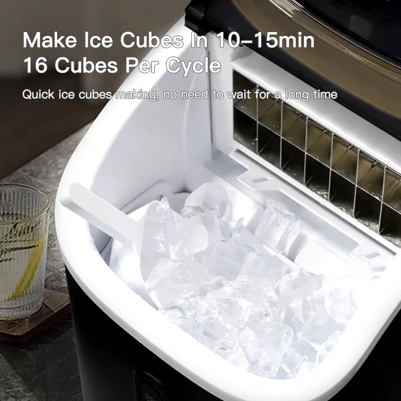 Hicon Automatic Home Ice Maker Small Power ,  Large Capacity Square Ice Cubes Maker Machine 20kg for Dormitory Kitchen Appliances