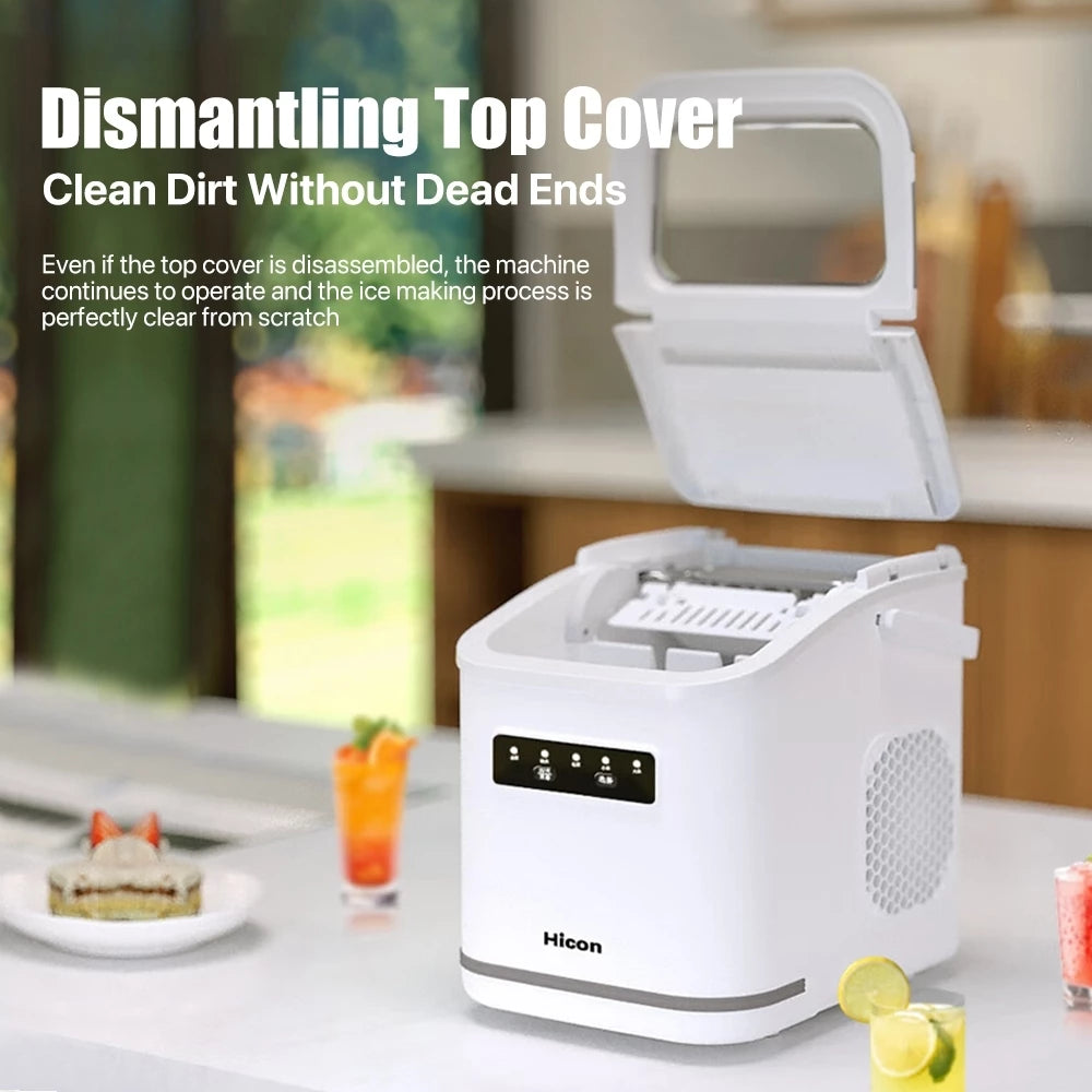 Hicon 16K Automatic Ice Maker Machine Comes with handle Digital display Portable Smart Fast Mesin pembuat ais 15KG/24H