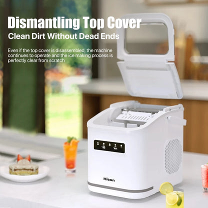 Hicon 16K Automatic Ice Maker Machine Comes with handle Digital display Portable Smart Fast Mesin pembuat ais 15KG/24H