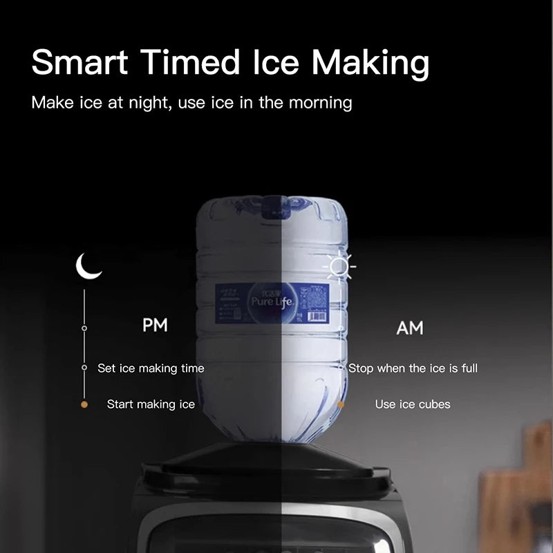 Hicon Automatic Home Ice Maker Small Power ,  Large Capacity Square Ice Cubes Maker Machine 20kg for Dormitory Kitchen Appliances
