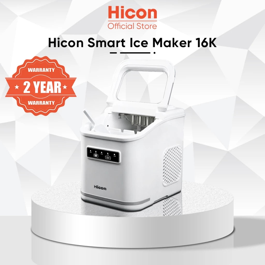 Hicon 16K Automatic Ice Maker Machine Comes with handle Digital display Portable Smart Fast Mesin pembuat ais 15KG/24H