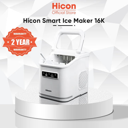 Hicon 16K Automatic Ice Maker Machine Comes with handle Digital display Portable Smart Fast Mesin pembuat ais 15KG/24H