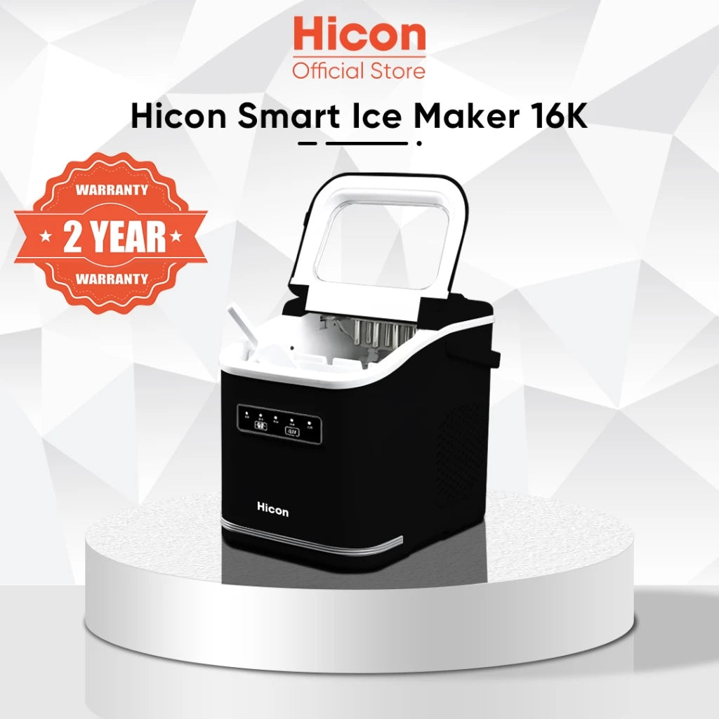 Hicon 16K Automatic Ice Maker Machine Comes with handle Digital display Portable Smart Fast Mesin pembuat ais 15KG/24H