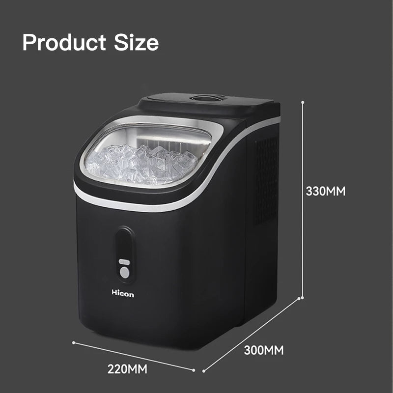 Hicon Automatic Home Ice Maker Small Power ,  Large Capacity Square Ice Cubes Maker Machine 20kg for Dormitory Kitchen Appliances
