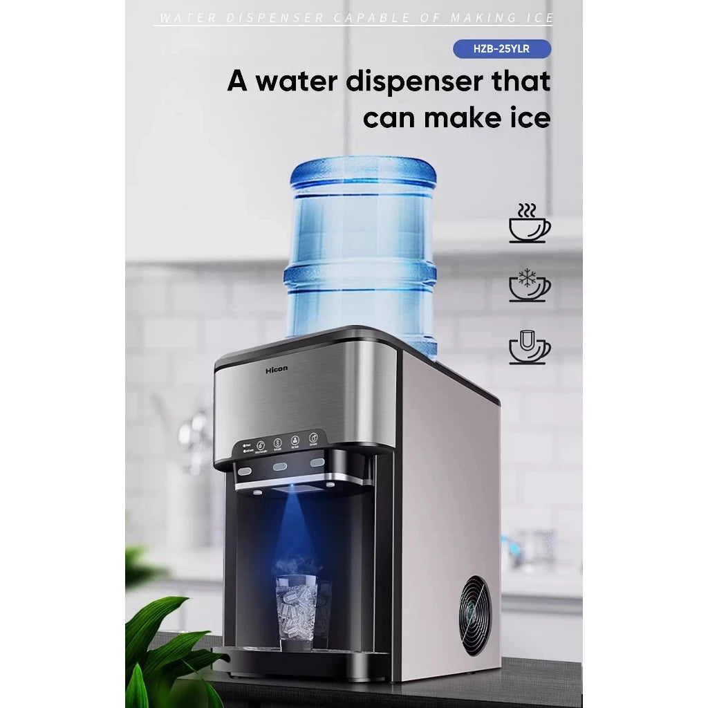 Hicon 3 in 1 Water Dispenser 25YLR Hot / Cold Ice Cube Maker Hot Cold Water Desktop Water Heater